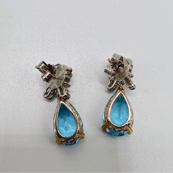 Gems en Vogue Blue Topaz Dangle Earrings - Picture 5 of 6